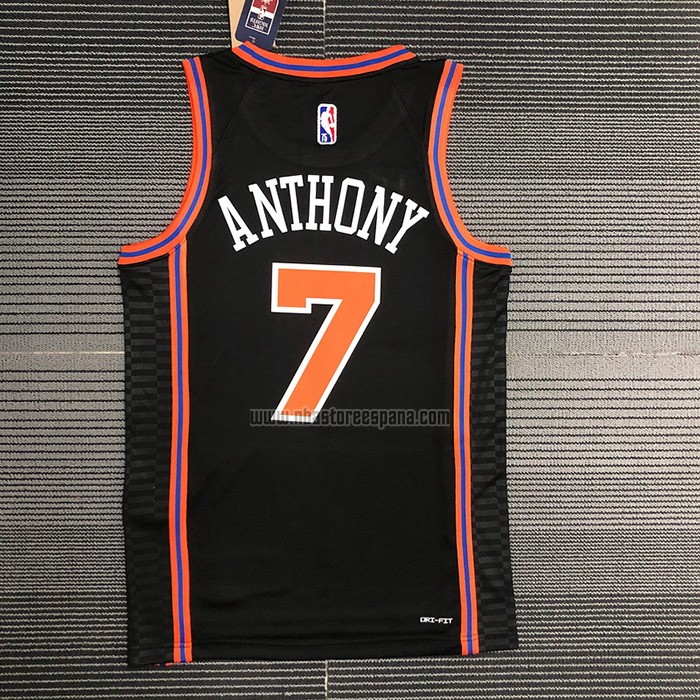 Camiseta New York Knicks Carmelo Anthony NO 7 Ciudad 2021-22 Negro